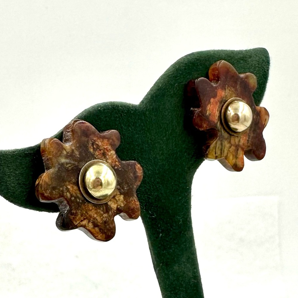 Vintage Jan Michaels S.F. Agate Clip On Earrings - Picture 2 of 7
